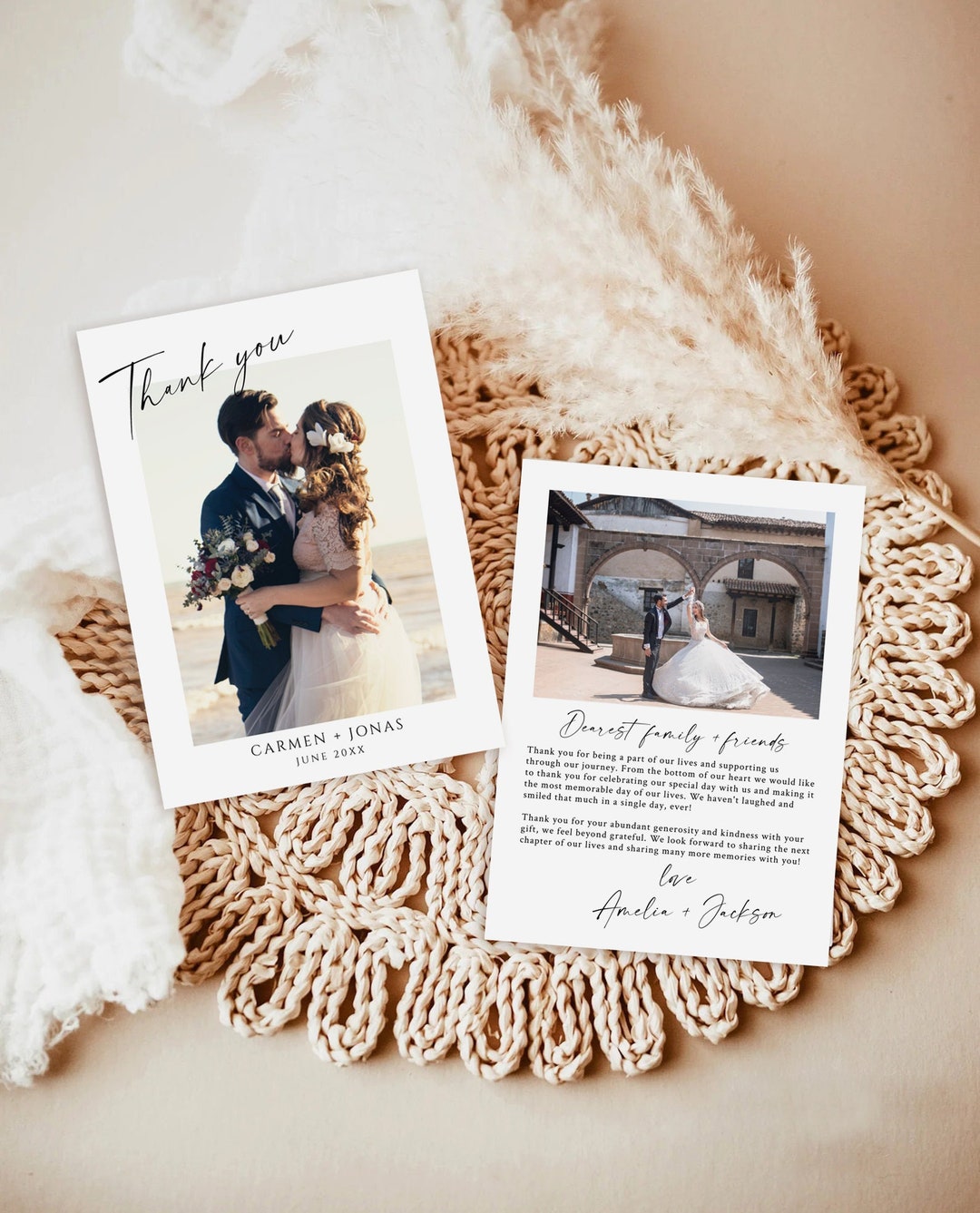Photo Thank You Card Editable Template, Minimalist Wedding Thank You ...