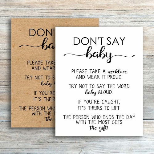 Don't Say Baby Game Don't Say Baby Printable - Etsy