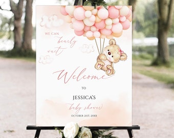 Editable Teddy Bear Baby Shower Welcome Sign (Digital)