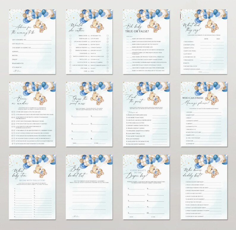 Boy Baby Shower Games Printable Editable Baby Shower Games - Etsy