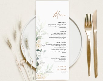 Menu Template, Greenery Menu Template, Eucalyptus Wedding Menu Printable, Modern Wedding Menu, Floral Wedding Menu download, Wedding menu