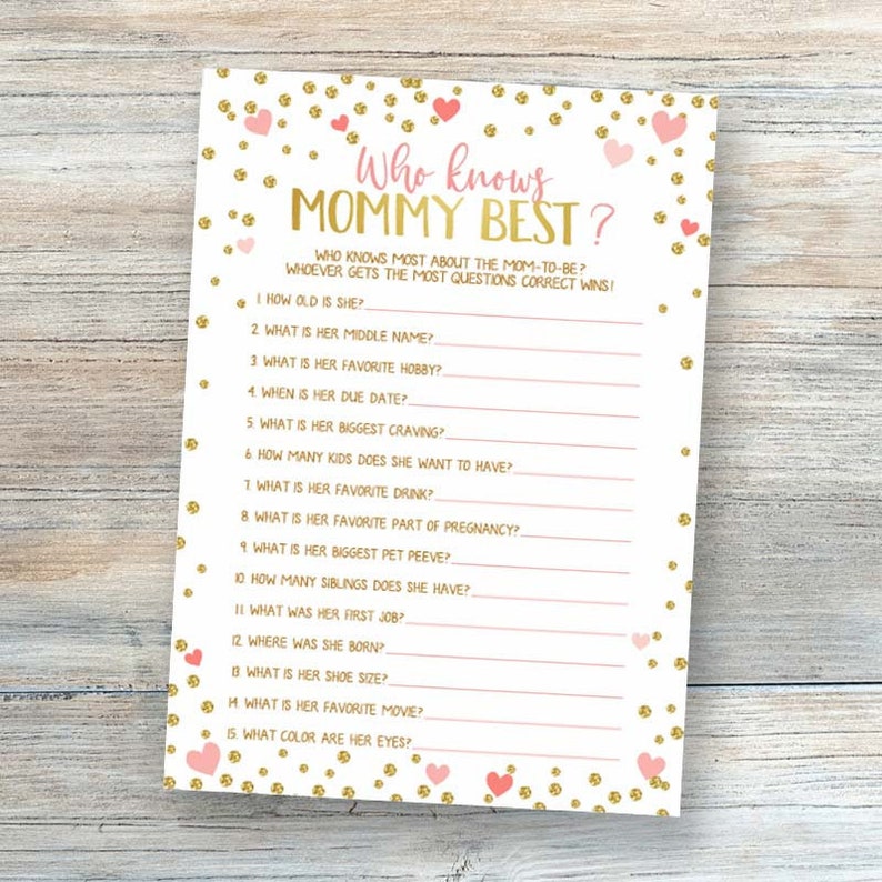 Who Knows Mommy Best Baby Shower Games Printable Instant - Etsy