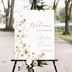 Wildflower Wedding Welcome Sign, Wedding Welcome sign Template, Printable Floral Wedding Welcome sign, Spring Wedding Welcome sign