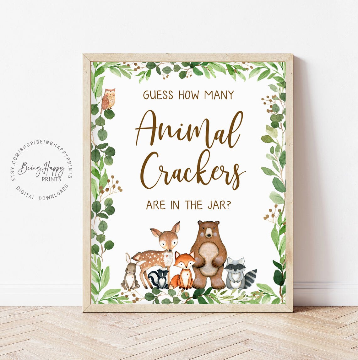 Guess How Many Animal Crackers Game Woodland Baby Shower Etsy
