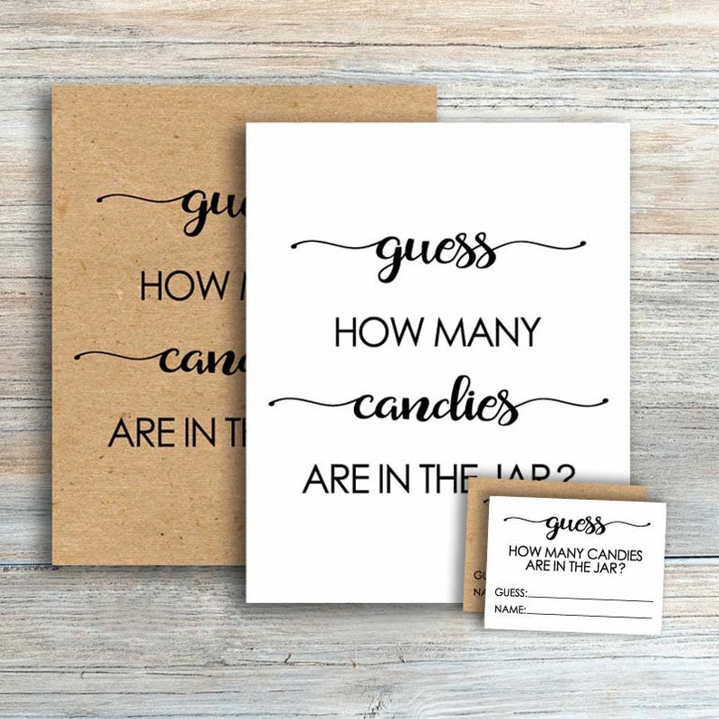 Guess How Many Candies Game Candy Guessing Game Cards How  Etsy