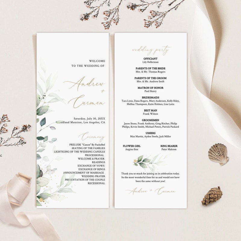 Rustic Wedding Program - Etsy