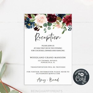Marsala Wedding Invitation Set Printable Wedding Invitation - Etsy