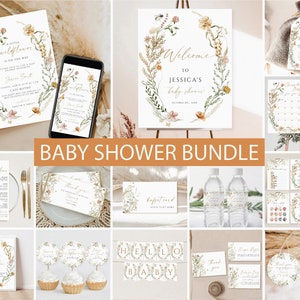 Wildflower Baby Shower Invitation Bundle, Baby in Bloom Baby Shower Bundle, Baby in Bloom Invite, Wildflower Baby Shower Decor, Invitation 1