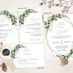Printable Wedding Invitation Set Template Download, Wedding Invitations ...