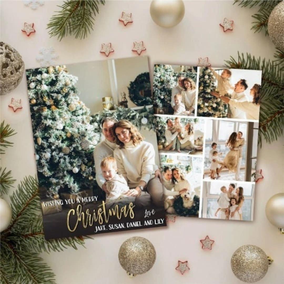 Printable Holiday Card Template, Minimalist Photo Holiday Template, Simple Christmas Card ...