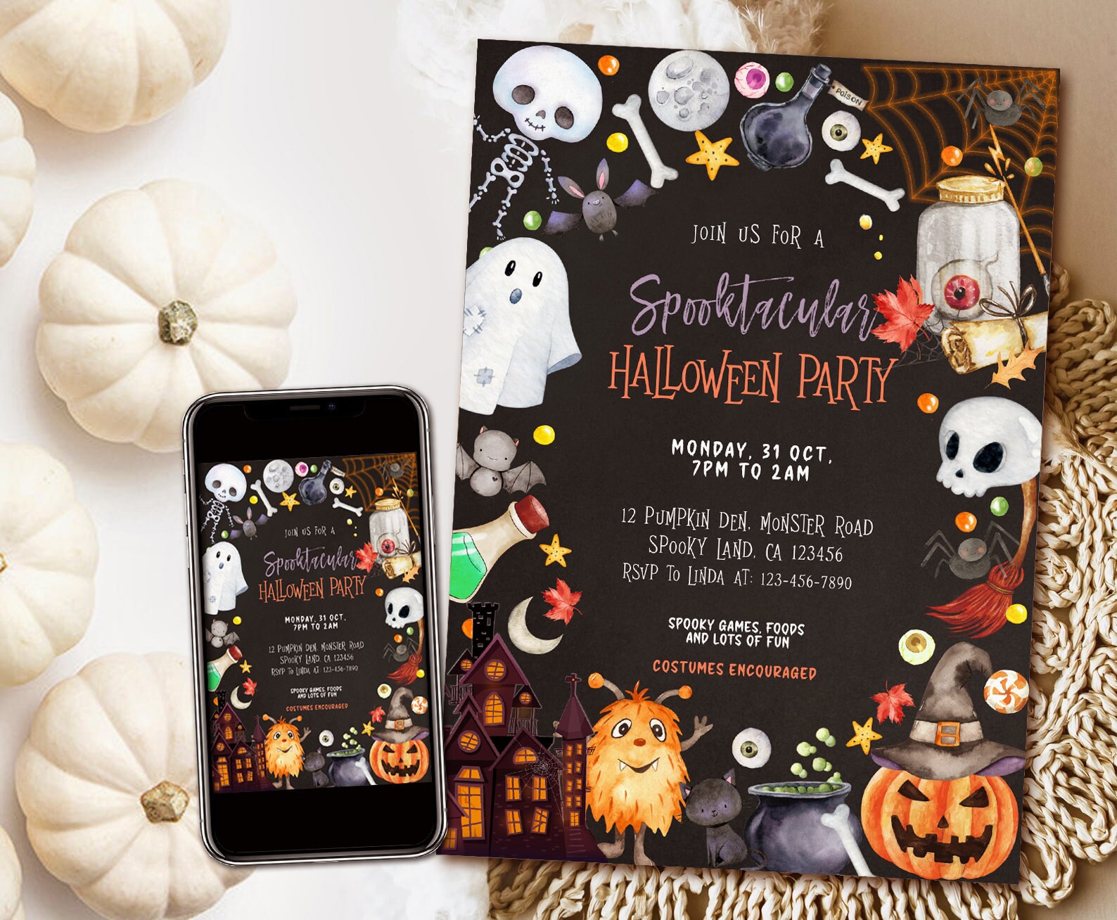 Halloween Party Invitation Halloween Party Invite Halloween Etsy