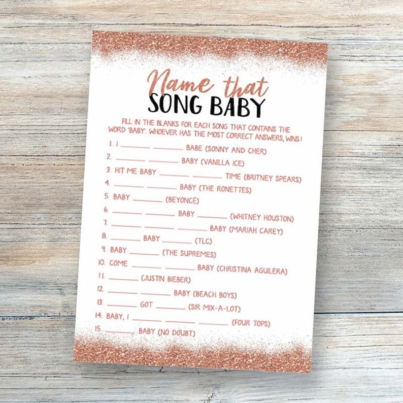 Name That Song Baby Shower Game Baby Song Games Printable Baby Etsy