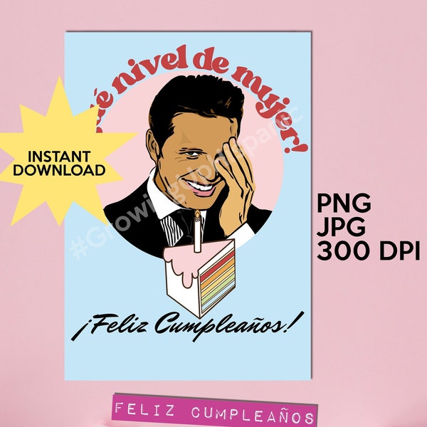 TARJETA DE CUMPLEANOS digital, feliz cumpleaños png card in Spanish