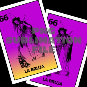 LA BRUJA PNG, Sublimationsdatei. Mexikanische Loteria inspiriert Tarot-Karte