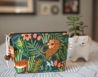 Zip Pouch, Cosmetic Bag, Travel Pouch, Jungle