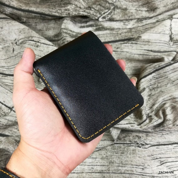 Black Leather wallet, slim wallet, minimalist wallet, slim leather wallet, wallet for him, mini wallet, slim card wallet, card wallet