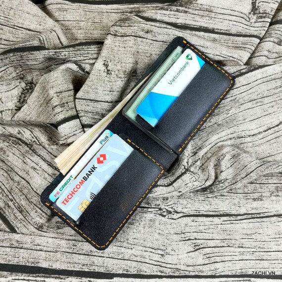 Black Leather wallet, slim wallet, minimalist wallet, slim leather wallet, wallet for him, mini wallet, slim card wallet, card wallet