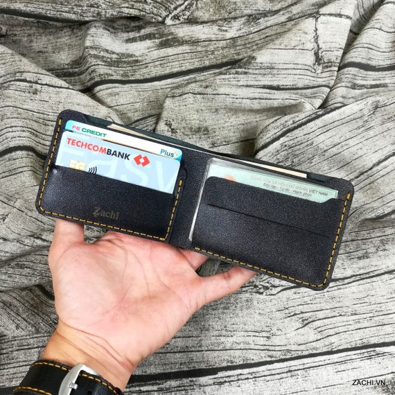 Black Leather wallet, slim wallet, minimalist wallet, slim leather wallet, wallet for him, mini wallet, slim card wallet, card wallet