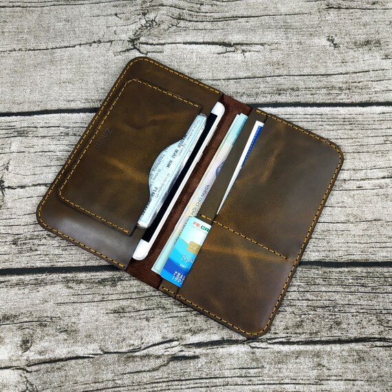 Long wallet handmade leather, Personalized Bifold Leather, Slim Leather Wallet, Distressed Leather Wallet, Unisex Wallet
