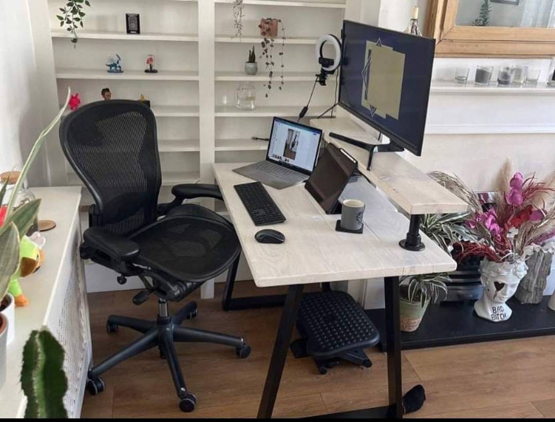 Reclaimed Wood Computer Desk With Monitor Shelf. Workstation. Etsy UK
