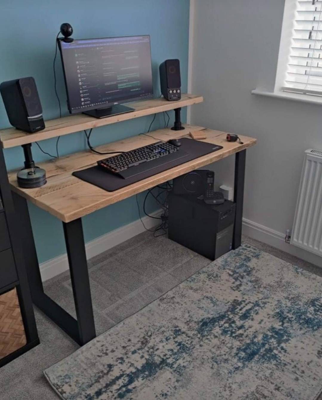 Reclaimed Wood Computer Desk With Monitor Shelf. Workstation. Etsy UK