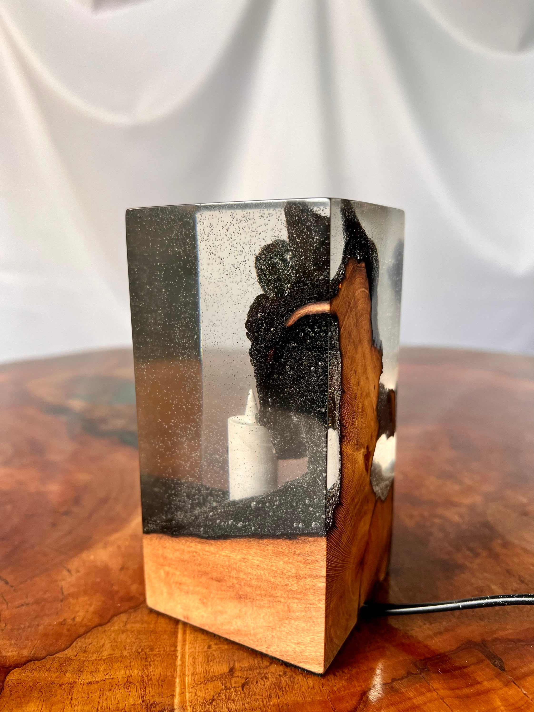 Epoxy Resin Wood Rustic Table Lamp, Epoxy Resin Night Light, Uniquely ...