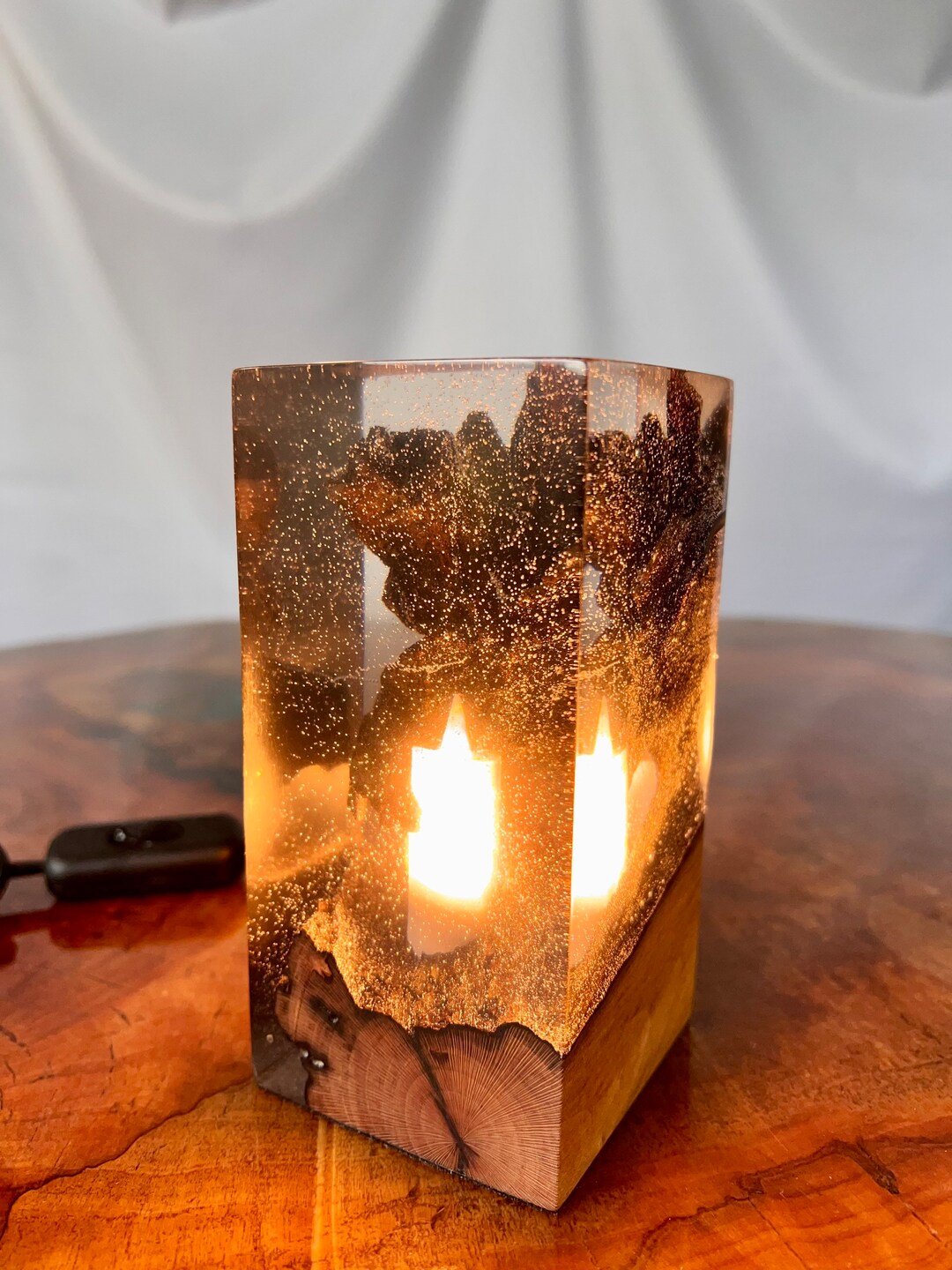 Epoxy Resin Wood Rustic Table Lamp, Epoxy Resin Night Light, Uniquely