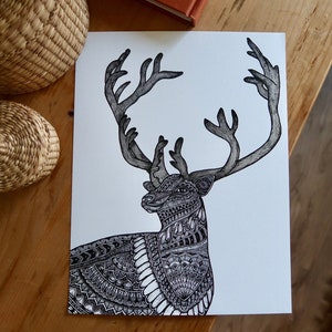 Caribou print, Caribou poster, Mandalove, wall decoration to frame, hummingbird illustration, Mandalove