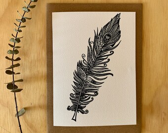 Pen greeting card, all-time card, feather greeting card, Mandalove by Florence