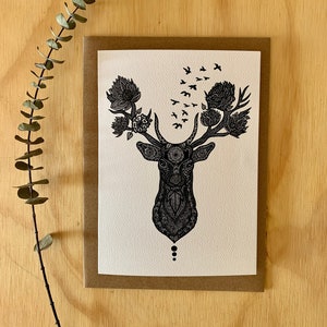 Carte de souhait cerf, carte toutes occasions, Greeting card deer, Mandalove by Florence