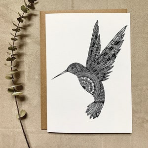 Hummingbird greeting card, all-occasion greeting card, hummingbird greeting card, Mandalove by Florence image 1