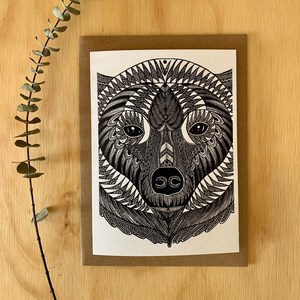 Carte de souhait ours, carte toutes occasions, illustration ours par Mandalove by Florence image 1