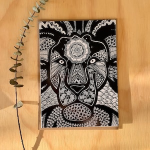 Carte de souhait lion, carte toutes occasions, illustration par Mandalove by Florence