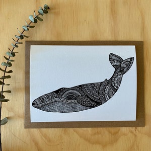 Carte de souhait baleine, carte toutes occasions, whale greeting card, Mandalove by Florence image 1
