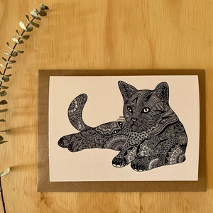 Carte de souhait chat, carte toutes occasions, cat greeting card, Mandalove by Florence image 1