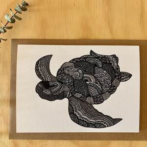 Carte de souhait tortue, carte toutes occasions, turtle greeting card, Mandalove by Florence 画像 1