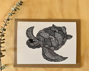Turtle greeting card, all-occasion card, turtle greeting card, Mandalove by Florence