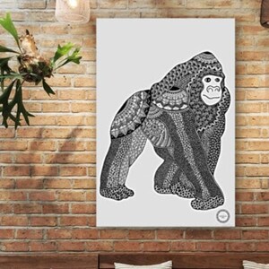Póster de gorila de Mandalove, lámina de gorila, decoración de pared para enmarcar, lámina de tortuga, ilustración de Mandalove