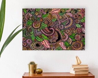 Plakat z kwiatem mandali, dekoracja ścienna do ramki, ilustracja, mandala, kwiaty, wystrój bohemy