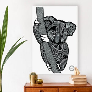 Cartel de Koala Mandalove, decoración de pared enmarcada, arte koala, ilustración de Mandalove