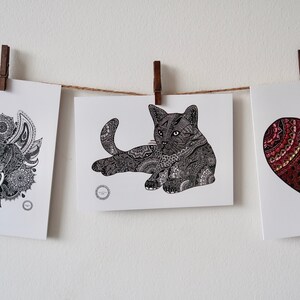 Carte de souhait chat, carte toutes occasions, cat greeting card, Mandalove by Florence image 4