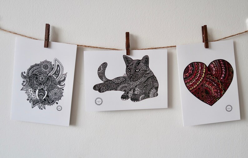 Carte de souhait chat, carte toutes occasions, cat greeting card, Mandalove by Florence image 4