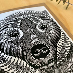 Carte de souhait ours, carte toutes occasions, illustration ours par Mandalove by Florence image 2
