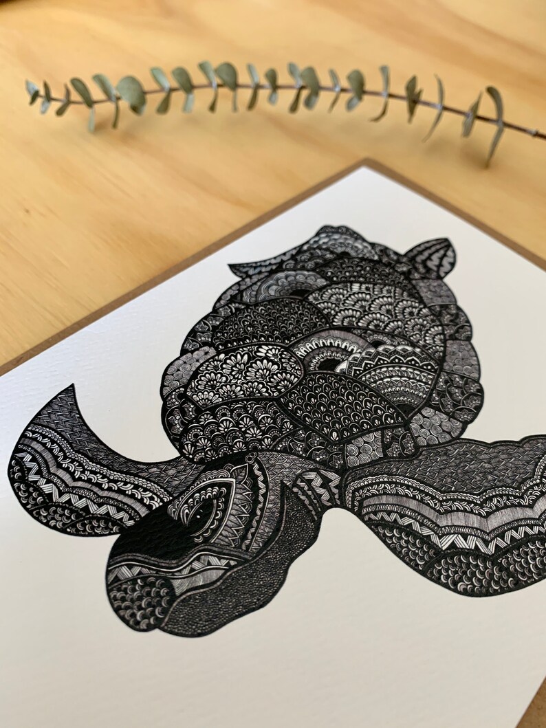Carte de souhait tortue, carte toutes occasions, turtle greeting card, Mandalove by Florence 画像 2