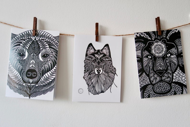 Carte de souhait ours, carte toutes occasions, illustration ours par Mandalove by Florence image 3