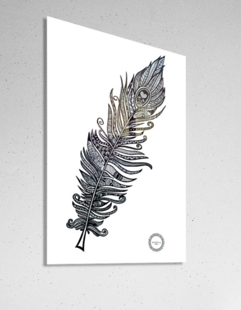 Cartel de plumas mandalove, decoración de pared enmarcada, ilustración de Mandalove imagen 7