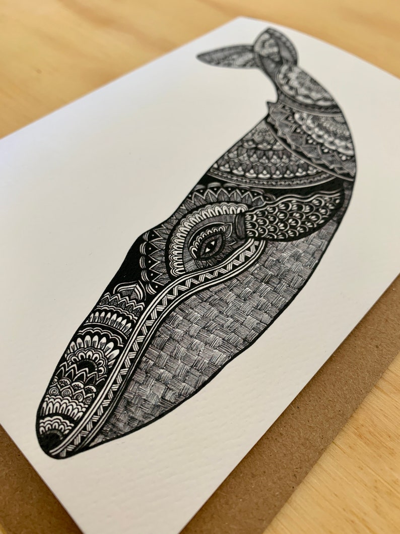 Carte de souhait baleine, carte toutes occasions, whale greeting card, Mandalove by Florence image 2