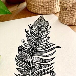 Cartel de plumas mandalove, decoración de pared enmarcada, ilustración de Mandalove imagen 2