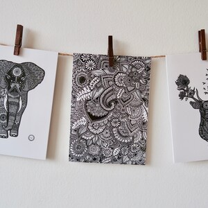 Carte de souhait elephant, carte toutes occasions, feather elephant, elephant mandala, Mandalove by Florence 画像 4