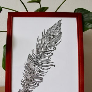 Cartel de plumas mandalove, decoración de pared enmarcada, ilustración de Mandalove imagen 4